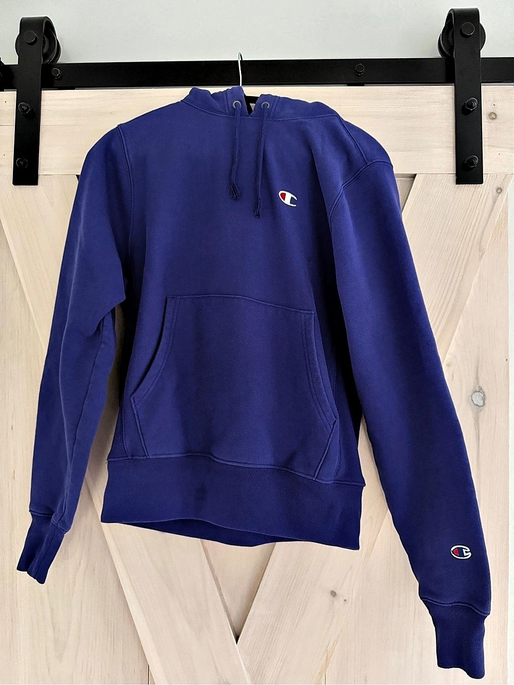 Champion Reverse Weave Hooded Sweatshirt Blue Small